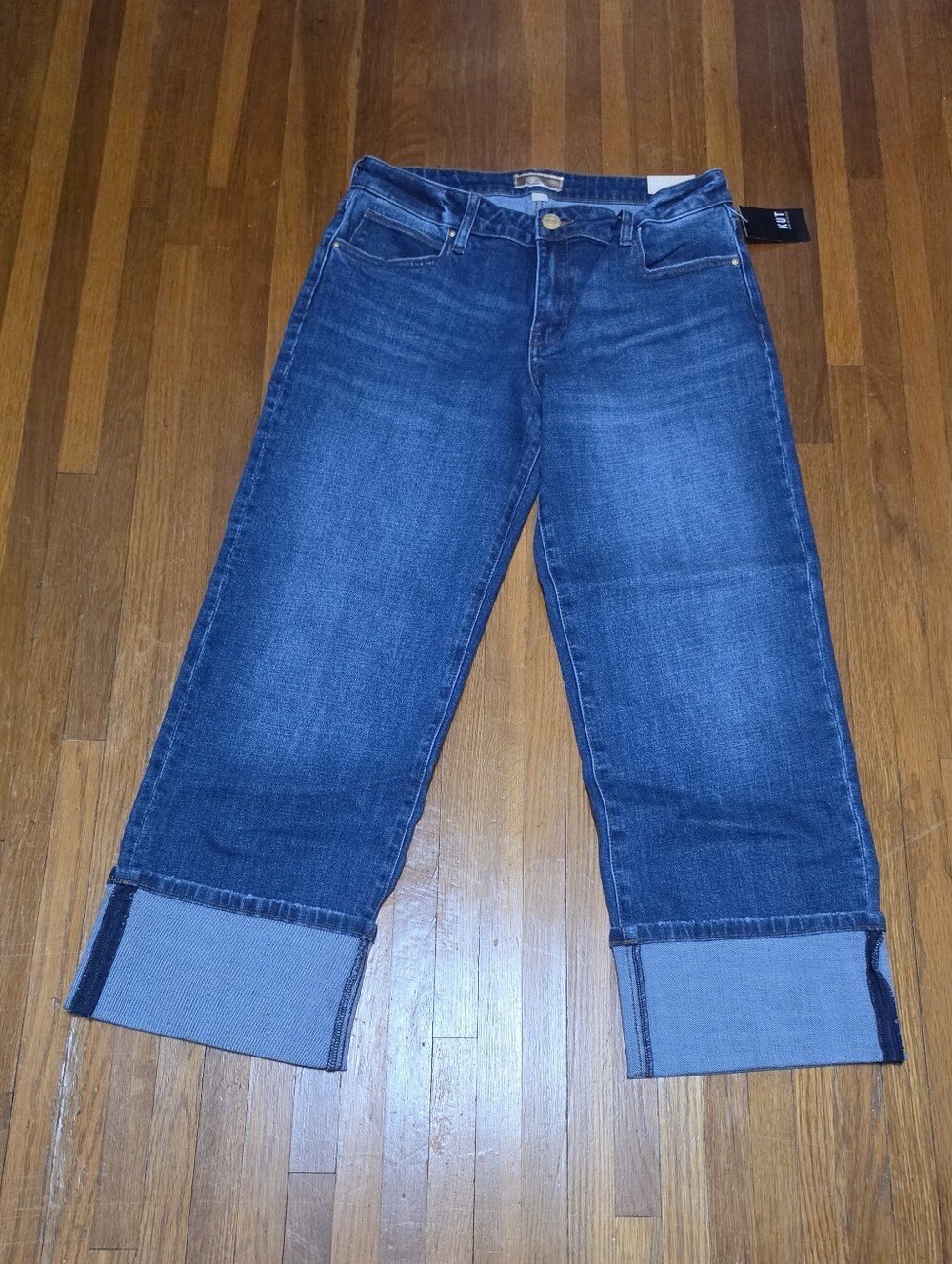 KUT From The Kloth Sienna Wide Leg Jeans Womens Size 8 Mid Rise Cuffed NEW - Picture 2 of 13